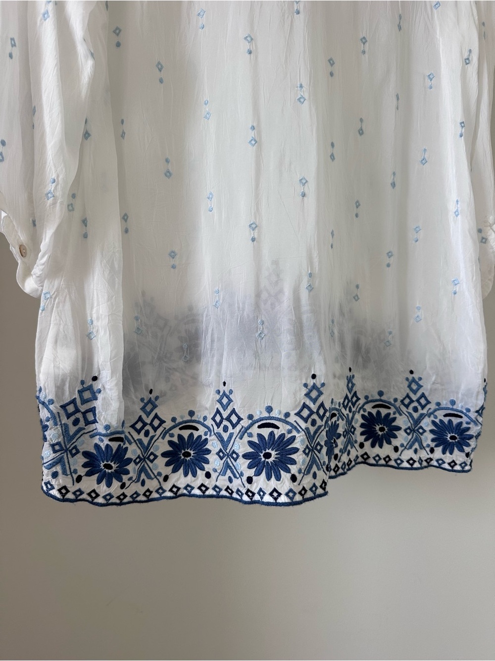 J. Jill White Peasant Tunic with Blue Floral Embroidery - Picture 8 of 9